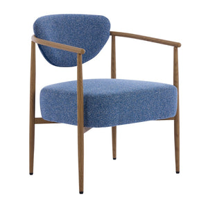 English Elm Beige Woven Fabric Dining Chair Set of Two with Wood Grain Iron Frame for Any Room W3149S00001