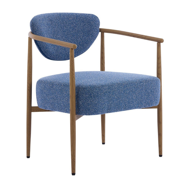 English Elm Beige Woven Fabric Dining Chair Set of Two with Wood Grain Iron Frame for Any Room W3149S00001