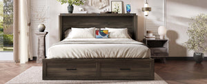 English Elm Murphy Full-Size Cabinet Bed with Built-In Charging Station, Storage Drawer & 700lb Capacity Comfort Gray 57.25 L x 27 W x 6 H N733S293997G