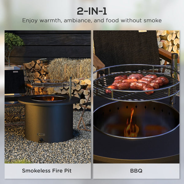 English Elm Outsunny Smokeless Wood Burning Fire Pit Bbq Grill Stainless Steel Patio Bonfire W2225P200669