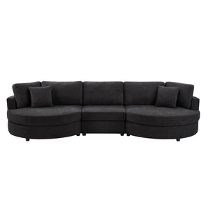 English Elm Christopher Knight Home® - 3-seater Curved Chenille Sofa with Plush 7.5" Seat Cushions and Two Pillows for Stylish Living Black N763S000020B