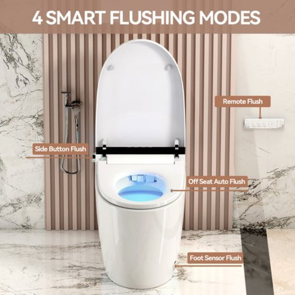 English Elm Smart Toilet with Auto Open Seat Heated Bidet Warm Dryer and Night Light W3133P384796