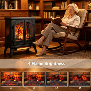 English Elm 24 Inch Infrared Quartz Stove Heater with 3d Flame Effect and Remote Control W1769112700