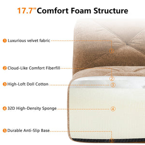 English Elm U-shaped Modular Cloud Sofa Tufted Velvet High Density Foam for Home Theater Lounge W714S01599