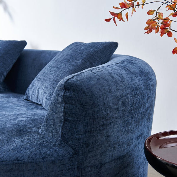 English Elm 111" L Shaped Cloud Sofa Plush Chenille Upholstered High Density Foam Apartment Living Room Blue W1669S00055