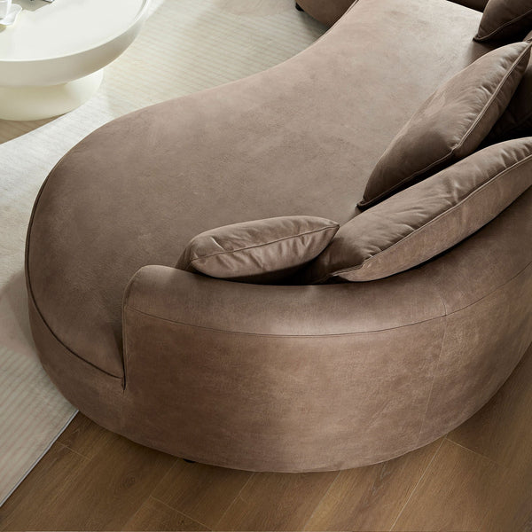 English Elm 128.74 Inch Modern Curved Sectional Sofa - 5-Seat Leathaire Couch For Stylish Living Rooms & Offices W2582S00140