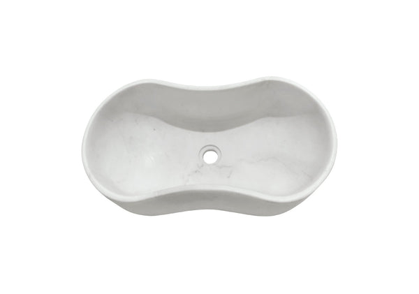 English Elm White Natural Marble Vessel Sink - Handcrafted Elegance With Semi-Polished Finish For Luxurious Bathrooms W1696P333269-GIGA