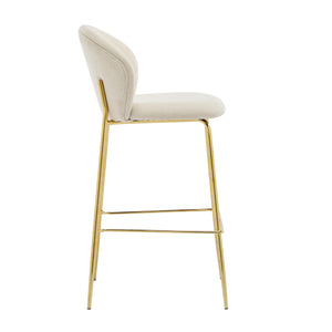 English Elm Christopher Knight Home® - Kira Upholstered Bar Stool Set of 2 — Stylish Low-Back Counter Seating with Cushioned Fabric and Metal Frame for Comfort and Stability Beige+Gold N775P263305B