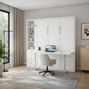 English Elm Diy Queen Murphy Bed with Integrated Workspace Desk for Studio and Home Office W5290S00005