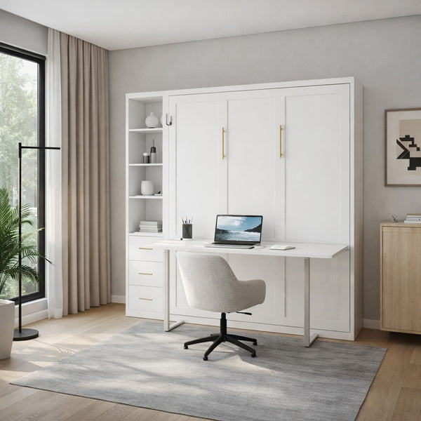 English Elm Diy Queen Murphy Bed with Integrated Workspace Desk for Studio and Home Office W5290S00005