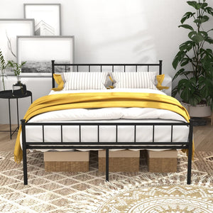 English Elm Full Platform Bed Frame with Integrated Headboard Footboard and Under Bed Storage Space W311P433478