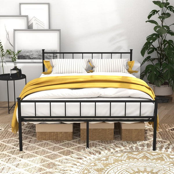 English Elm Full Platform Bed Frame with Integrated Headboard Footboard and Under Bed Storage Space W311P433478