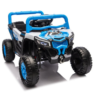 English Elm 12v Kids Electric Utv Ride on Toy with Parental Remote Swing Function and Shock Absorbers Blue W1578P368161