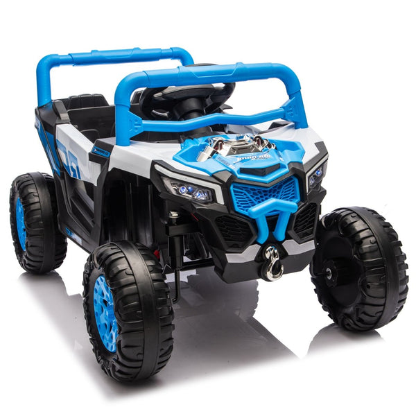 English Elm 12v Kids Electric Utv Ride on Toy with Parental Remote Swing Function and Shock Absorbers Blue W1578P368161