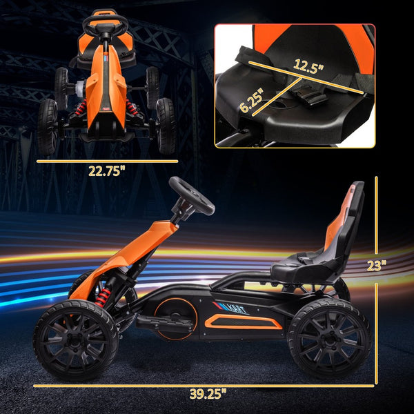 English Elm Aosom Kids Pedal Go Kart Sporty Ride on with Adjustable Seat and Eva Wheels W2225P229366