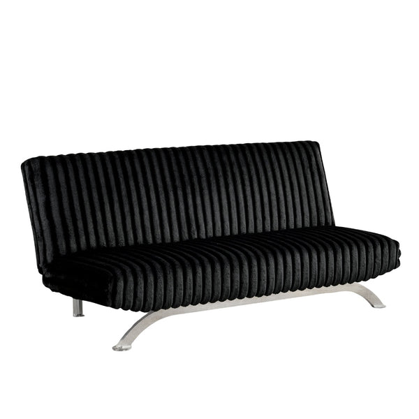 English Elm Futon Modern convertible sofa bed with chrome-reinforced metal legs, foam cushions, sleek engineered frame Black 45 L x 72 W x 9 H B2741P363789