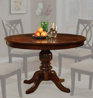 English Elm Contemporary Solid Wood Round Pedestal Dining Set Seats Four in Brown Cherry Finish B2741S00803
