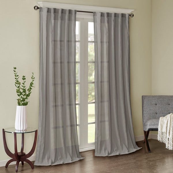 English Elm Solid Crushed Curtain Panel Pair - Elegant Sheer Window Treatments For Light Filtering & Style B03598148-GIGA