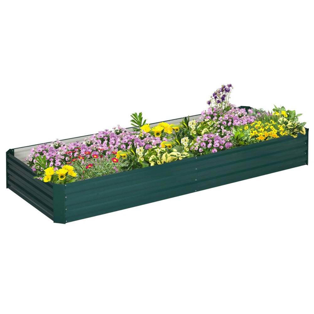 English Elm Outsunny Galvanized Steel Raised Garden Bed for Vegetables Herbs and Outdoor Planting W2225P175537