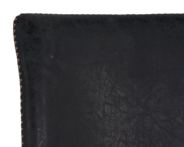 Sunpan Cal Dining Chair Set of 2 - Compact Mid-Century Design with Zigzag Stitch and Sleek Steel Frame Antique Black