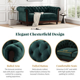 Christopher Knight Home® - Noble House - - Vivalux 59.44" Chesterfield Velvet Loveseat Sofa,2-Person Rolled Arm Dutch Plush Upholstered Sofa Couch With Tufted Button For Living Room, Bedroom, Small Places,Forest Green