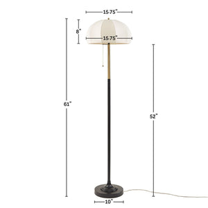 English Elm Textured Ribbed Ceramic Floor Lamp Fluted Fabric Dome Shade Warm Ambient Living Room B035P496602