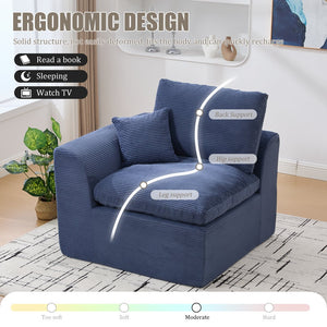 English Elm UNITED Cloud Couch Modular Sectional Sofa with Corduroy Cover, Ergonomic 2-Seater, No Assembly Needed Navy Blue W1568P371122