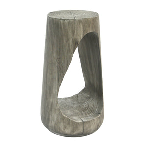 English Elm Christopher Knight Home® - Outdoor Side Table - Sculptural Hollow Design, Lightweight Concrete With Wood-Like Finish For Patio Use N770P291496G