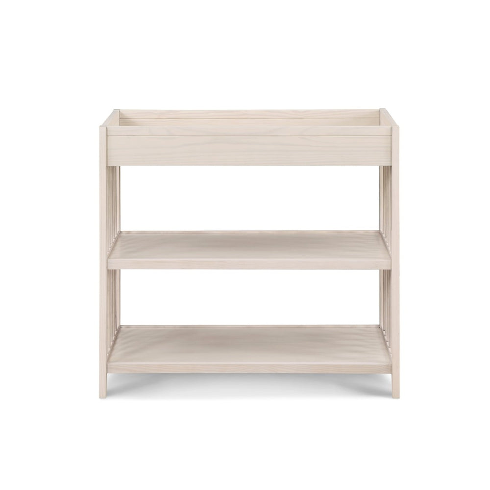 English Elm Pixie Mid-century Nursery Changing Table with Spindle Sides and Open Storage Shelves Natural B022P204855