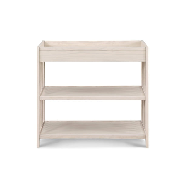 English Elm Pixie Mid-century Nursery Changing Table with Spindle Sides and Open Storage Shelves Natural B022P204855