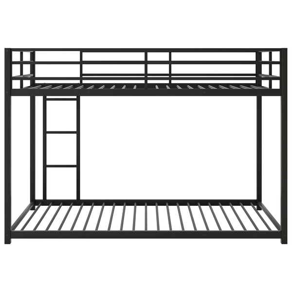 English Elm Twin Over Twin Metal Bunk Bed Low Profile with Full Guardrail Ladder Quiet Steel Frame Sturdy Support Black MF285535AAB