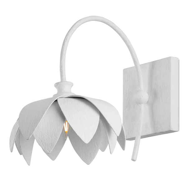 Sweetheart Wall Sconce - Nature-Inspired Gesso White Metal Fixture for Elegant Indoor Lighting