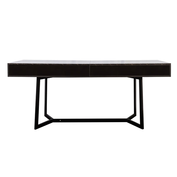 English Elm Modern Black Elegant 70.87" Computer Desk with Y-Shape Metal Legs, Spacious Top for Work & Study W331P286651
