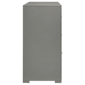 English Elm Pierce Six Drawer Diamond Embossed Dresser with Sleek High Sheen Finish for Modern Bedrooms Grey B062P447670