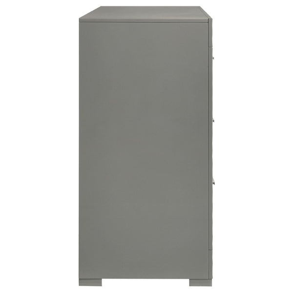 English Elm Pierce Six Drawer Diamond Embossed Dresser with Sleek High Sheen Finish for Modern Bedrooms Grey B062P447670