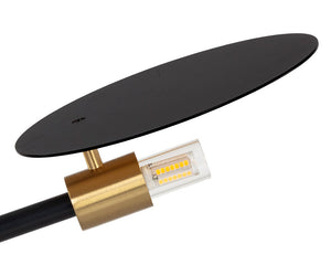 Sunpan Neela Table Lamp - Modern Black Disc Design with Brass Accents & Unique Marble Base for Elegance