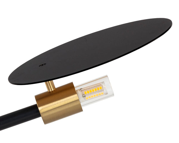 Sunpan Neela Table Lamp - Modern Black Disc Design with Brass Accents & Unique Marble Base for Elegance