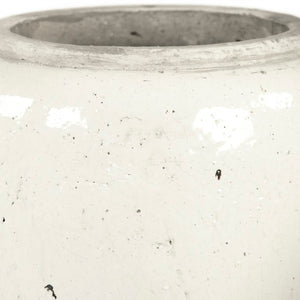 Zentique Distressed White Bowl with Handcrafted Stoneware Finish — Rustic Farmhouse Centerpiece for Serving W12.5 x H23.5 x D12.5 4974L A25A