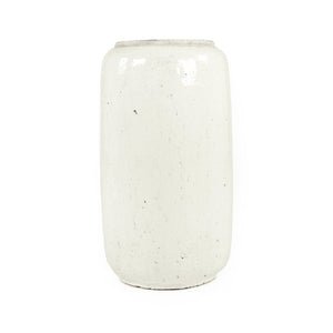Zentique Distressed White Bowl with Handcrafted Stoneware Finish — Rustic Farmhouse Centerpiece for Serving W12.5 x H23.5 x D12.5 4974L A25A