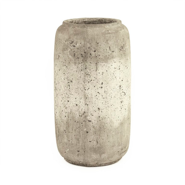 Zentique Distressed Grey Terracotta Vase with Weathered Matte Finish — Rustic Sculptural Accent for Shelves W12.5 x H23.5 x D12.5 4974L A344