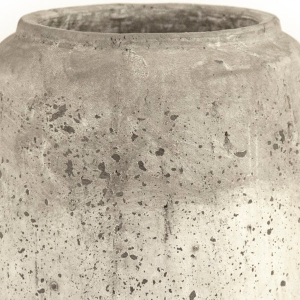 Zentique Distressed Grey Terracotta Vase with Weathered Matte Finish — Rustic Sculptural Accent for Shelves W12.5 x H23.5 x D12.5 4974L A344