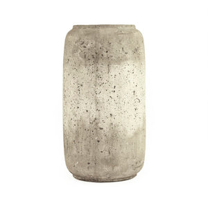 Zentique Distressed Grey Terracotta Vase with Weathered Matte Finish — Rustic Sculptural Accent for Shelves W12.5 x H23.5 x D12.5 4974L A344