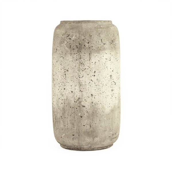 Zentique Distressed Grey Terracotta Vase with Weathered Matte Finish — Rustic Sculptural Accent for Shelves W12.5 x H23.5 x D12.5 4974L A344
