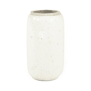 Zentique Distressed White Bowl with Handcrafted Stoneware Finish — Rustic Farmhouse Centerpiece for Serving W9.5 x H18 x D9.5 4974S A25A