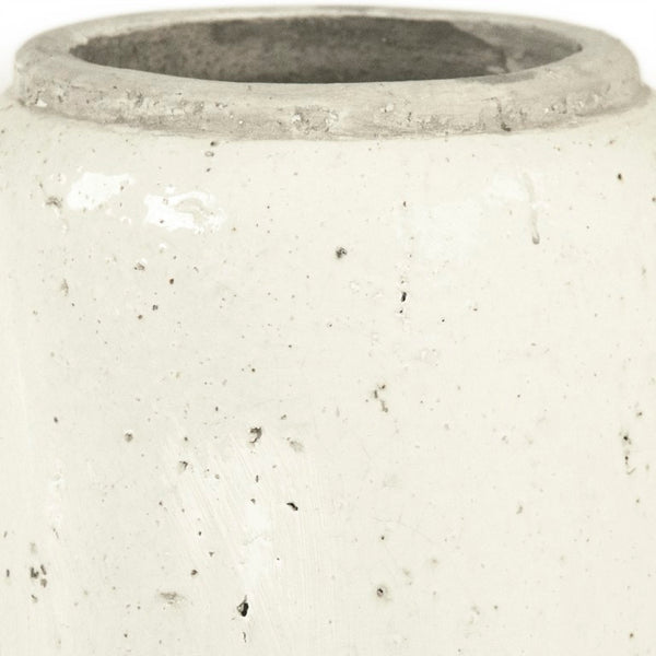 Zentique Distressed White Bowl with Handcrafted Stoneware Finish — Rustic Farmhouse Centerpiece for Serving W9.5 x H18 x D9.5 4974S A25A
