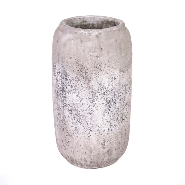 Zentique Distressed Grey Terracotta Vase with Weathered Matte Finish — Rustic Sculptural Accent for Shelves W9.5 x H18 x D9.5 4974S A344