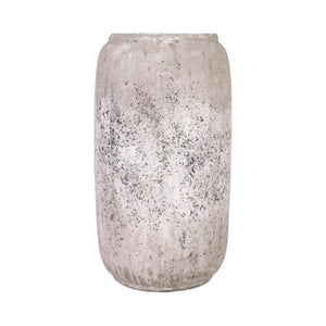 Zentique Distressed Grey Terracotta Vase with Weathered Matte Finish — Rustic Sculptural Accent for Shelves W9.5 x H18 x D9.5 4974S A344