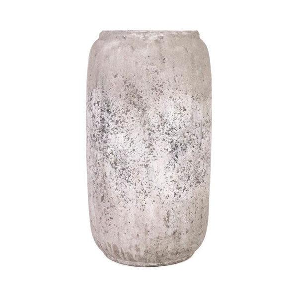 Zentique Distressed Grey Terracotta Vase with Weathered Matte Finish — Rustic Sculptural Accent for Shelves W9.5 x H18 x D9.5 4974S A344