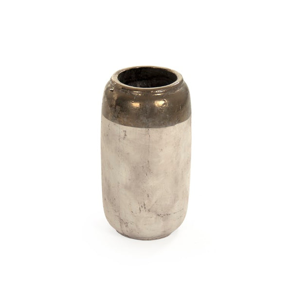 Zentique Gilded Ceramic Vase with Subtle Metallic Sheen — Compact Elegant Accent for Shelves, Tables, Entryways W9.5 x H18 x D9.5 4974S A773A