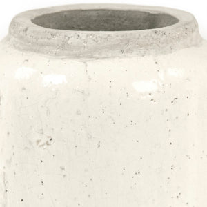 Zentique Distressed White Bowl with Handcrafted Stoneware Finish — Rustic Farmhouse Centerpiece for Serving W7.5 x H14.5 x D7.5 4974XS A25A